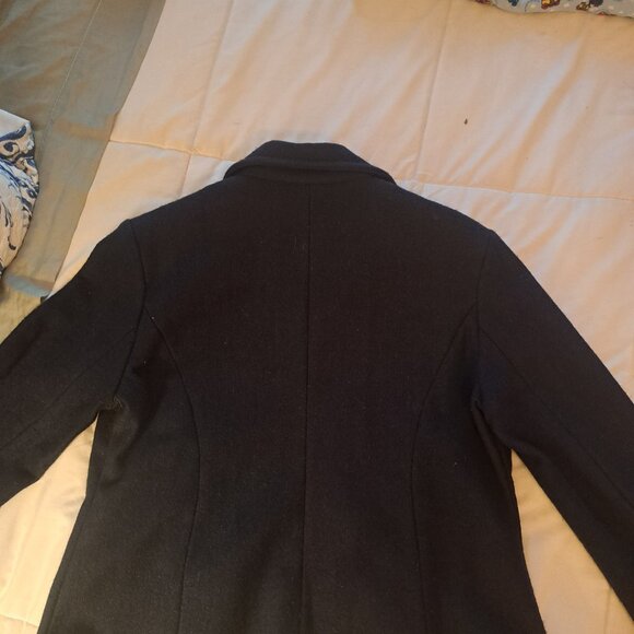Navy blue tailored wool coat - Picture 2 of 4